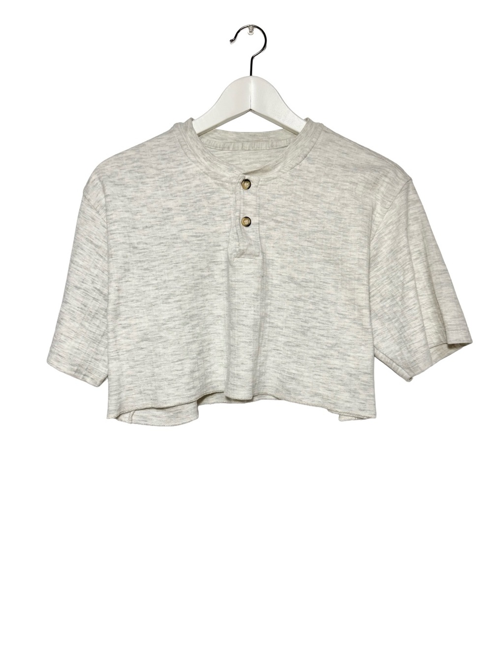 Cropped Light Gray Henley Top